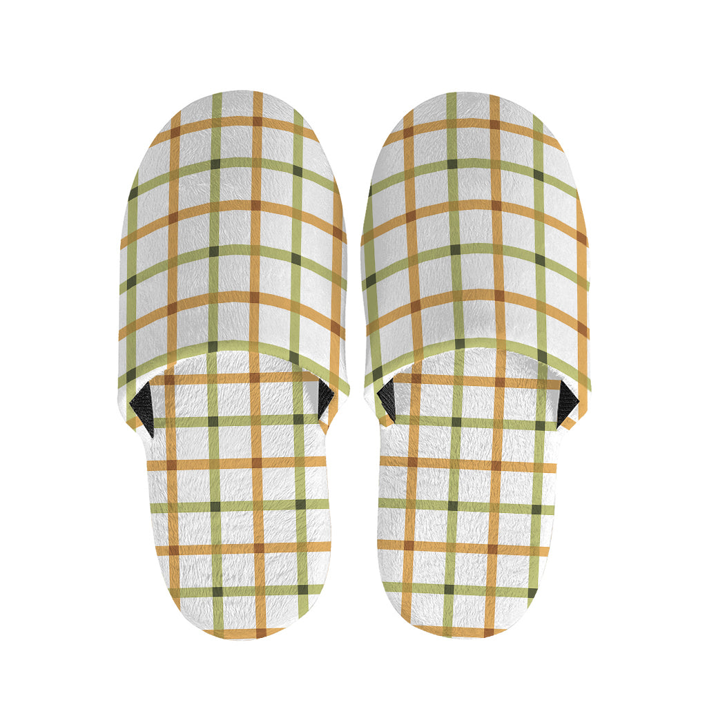 Green And Orange Tattersall Print Slippers