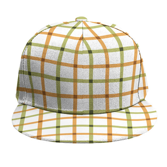 Green And Orange Tattersall Print Snapback Cap