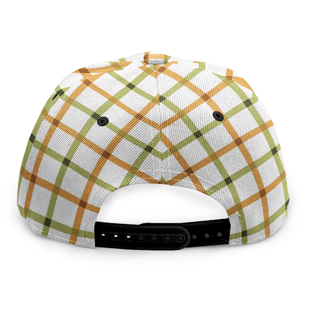 Green And Orange Tattersall Print Snapback Cap