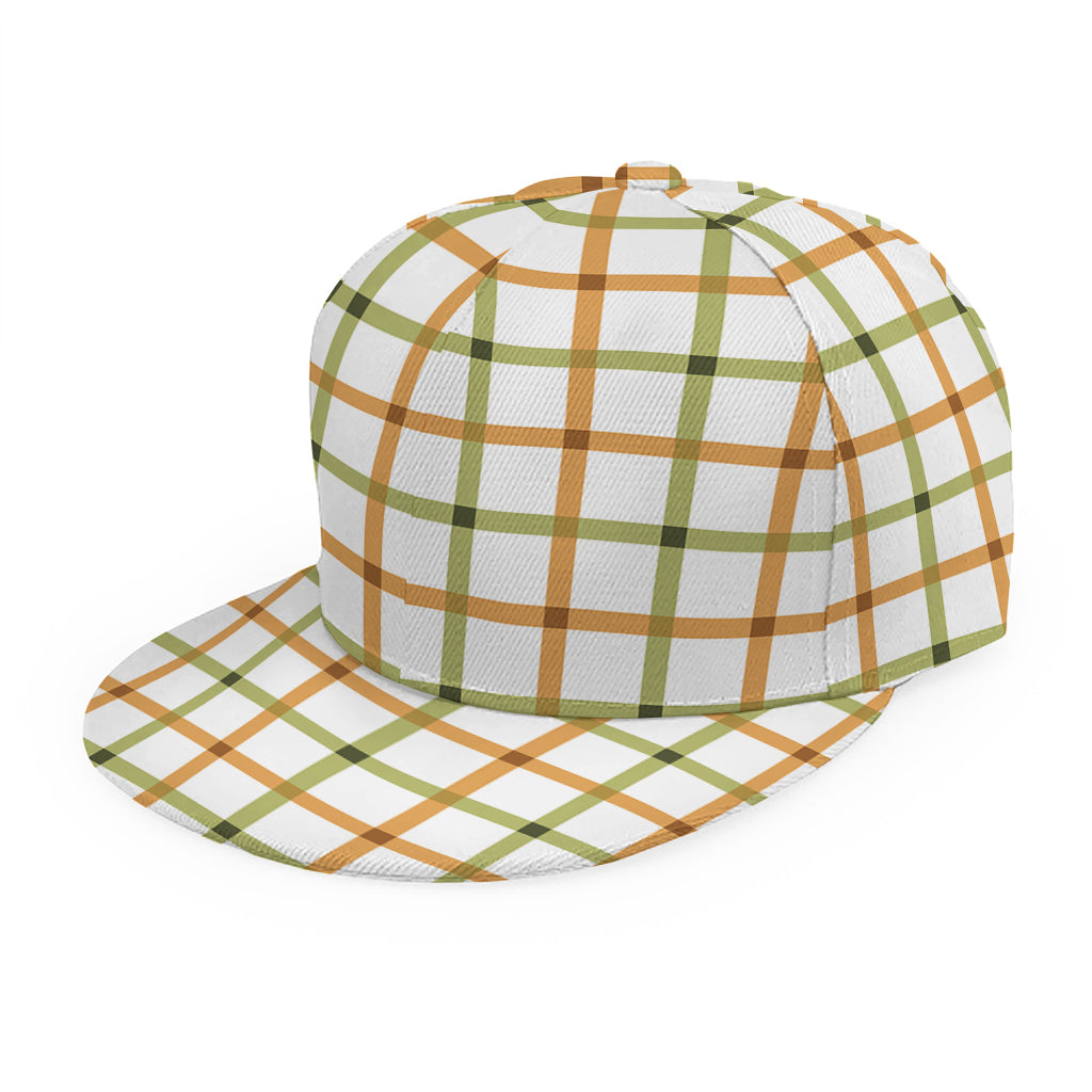 Green And Orange Tattersall Print Snapback Cap