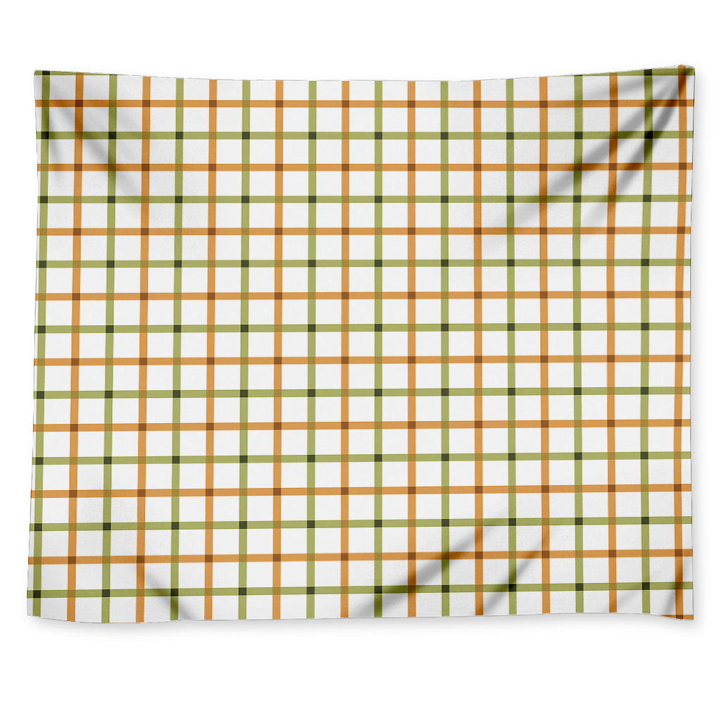 Green And Orange Tattersall Print Tapestry