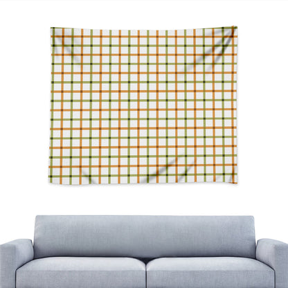 Green And Orange Tattersall Print Tapestry