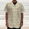 Green And Orange Tattersall Print Textured Short Sleeve Shirt