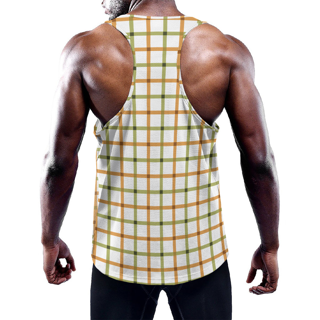 Green And Orange Tattersall Print Training Tank Top
