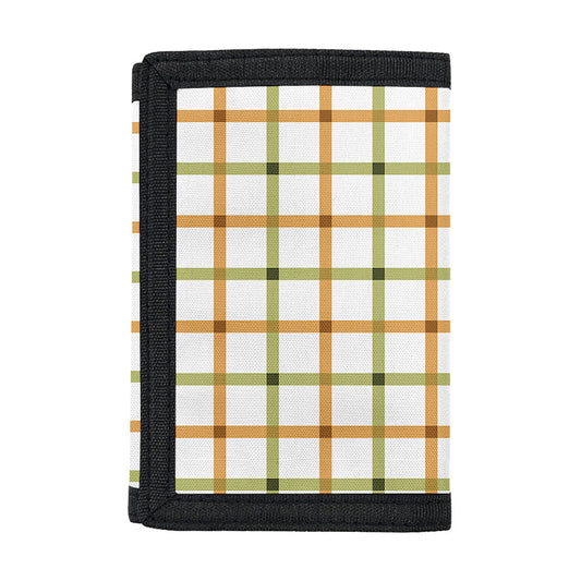 Green And Orange Tattersall Print Trifold Wallet