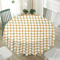 Green And Orange Tattersall Print Waterproof Round Tablecloth