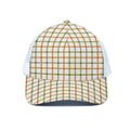 Green And Orange Tattersall Print White Mesh Trucker Hat