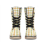 Green And Orange Tattersall Print Winter Boots