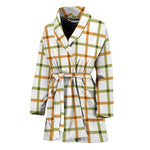 Green And Orange Tattersall Print Women's Bathrobe