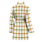 Green And Orange Tattersall Print Women's Bathrobe