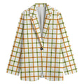 Green And Orange Tattersall Print Women's Blazer