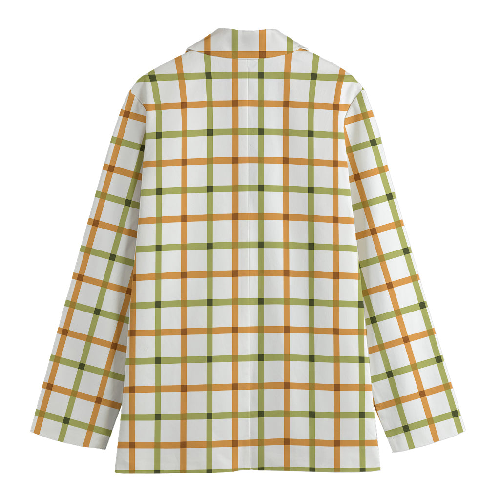 Green And Orange Tattersall Print Women's Blazer