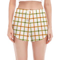 Green And Orange Tattersall Print Women's Split Running Shorts