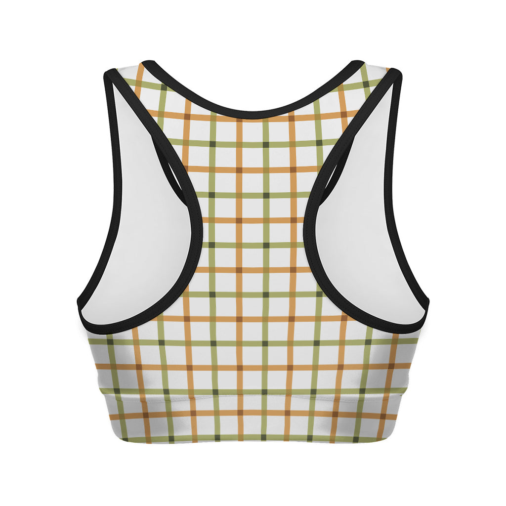 Green And Orange Tattersall Print Women's Sports Bra