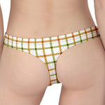 Green And Orange Tattersall Print Women's Thong