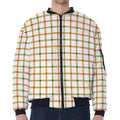 Green And Orange Tattersall Print Zip Sleeve Bomber Jacket
