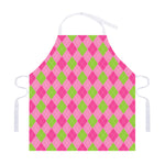 Green And Pink Argyle Pattern Print Adjustable Apron