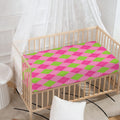 Green And Pink Argyle Pattern Print Baby Crib Sheet