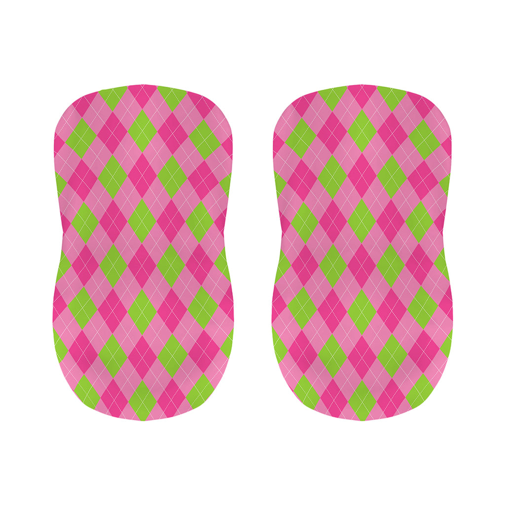 Green And Pink Argyle Pattern Print Bar Stool Covers