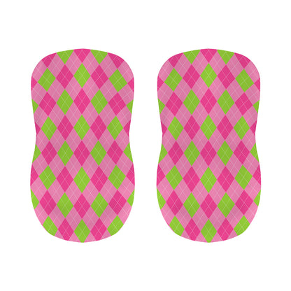 Green And Pink Argyle Pattern Print Bar Stool Covers