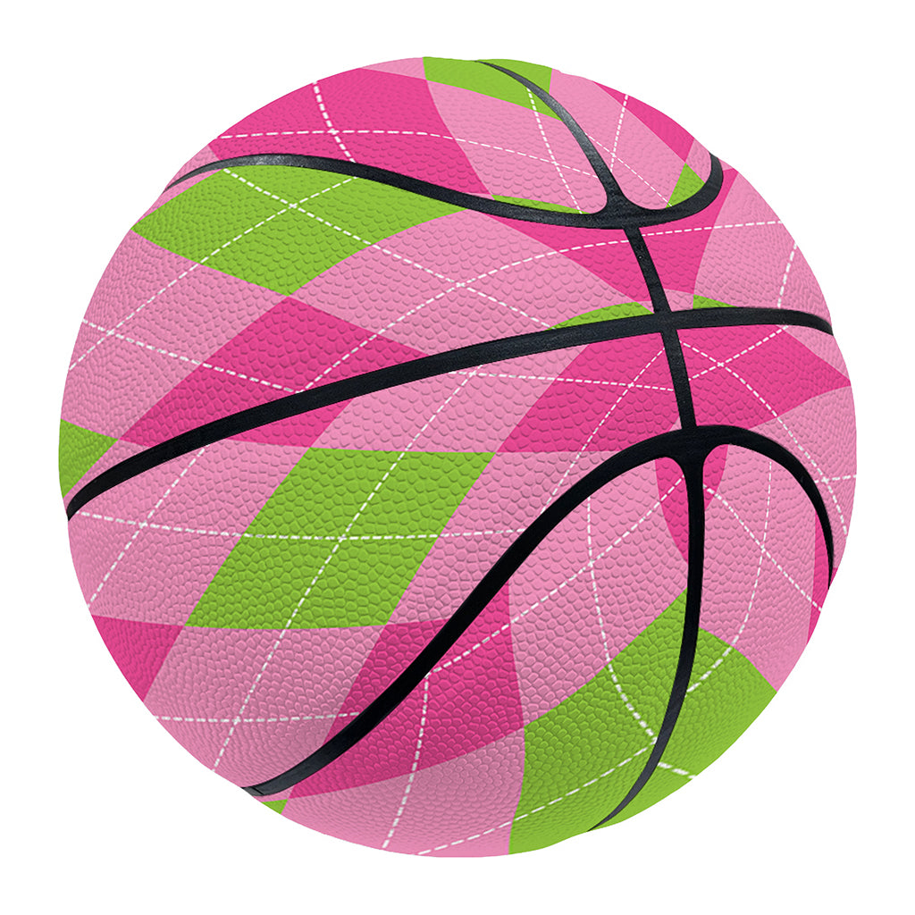 Green And Pink Argyle Pattern Print Basketball