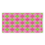 Green And Pink Argyle Pattern Print Beach Towel