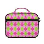 Green And Pink Argyle Pattern Print Briefcase Bible Bag