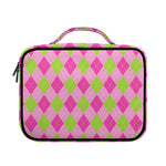 Green And Pink Argyle Pattern Print Briefcase Bible Bag