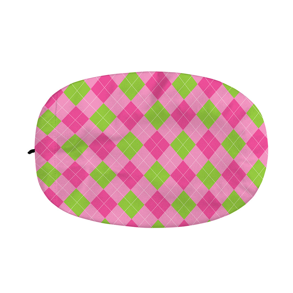 Green And Pink Argyle Pattern Print Car Side Mirror Covers