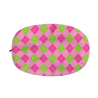 Green And Pink Argyle Pattern Print Car Side Mirror Covers