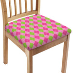 Green And Pink Argyle Pattern Print Chair Cushion Cover