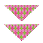 Green And Pink Argyle Pattern Print Dog Bandana