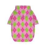 Green And Pink Argyle Pattern Print Dog Zip Up Hoodie