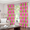 Green And Pink Argyle Pattern Print Extra Wide Grommet Curtains