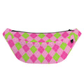 Green And Pink Argyle Pattern Print Fanny Pack