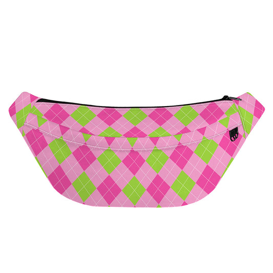 Green And Pink Argyle Pattern Print Fanny Pack