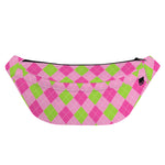 Green And Pink Argyle Pattern Print Fanny Pack