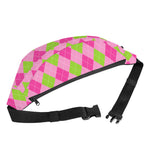 Green And Pink Argyle Pattern Print Fanny Pack
