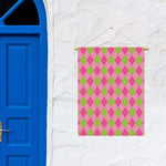 Green And Pink Argyle Pattern Print Garden Flag