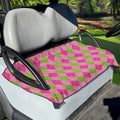 Green And Pink Argyle Pattern Print Golf Cart Seat Cover