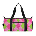 Green And Pink Argyle Pattern Print Gym Bag