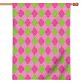 Green And Pink Argyle Pattern Print House Flag