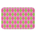 Green And Pink Argyle Pattern Print Indoor Door Mat