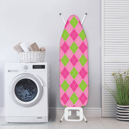 Green And Pink Argyle Pattern Print Ironing Board Cover