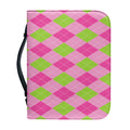 Green And Pink Argyle Pattern Print Leather Bible Cover