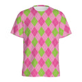 Green And Pink Argyle Pattern Print Men's Athletic T-Shirt