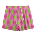 Green And Pink Argyle Pattern Print Mesh Shorts