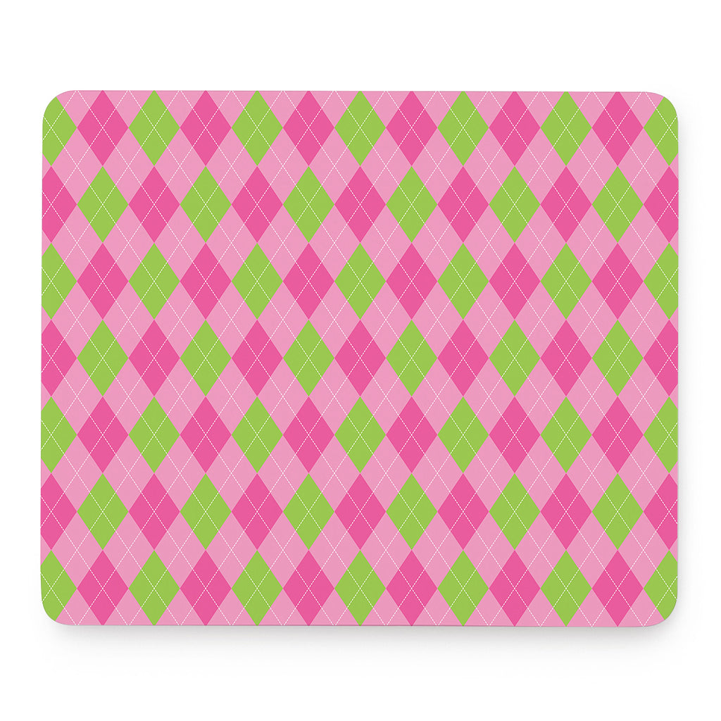 Green And Pink Argyle Pattern Print Mouse Pad