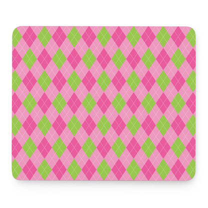 Green And Pink Argyle Pattern Print Mouse Pad