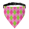 Green And Pink Argyle Pattern Print Over The Collar Dog Bandana